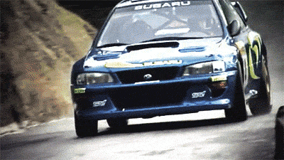 Rally car drifting